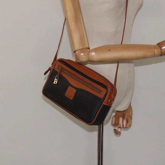 BALLY Shoulder Bag PVC Leather Brown Gold Auth - Picture 1 of 16